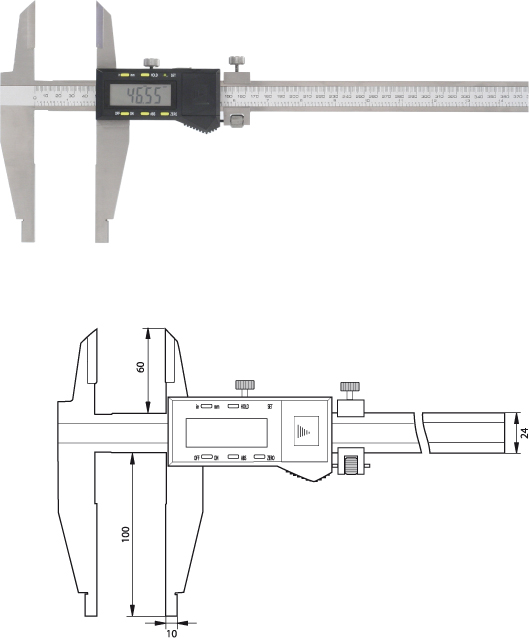 Digitaler Werkstatt-Messschieber  600 mm, Form B, spritzwassergeschützt nach IP54