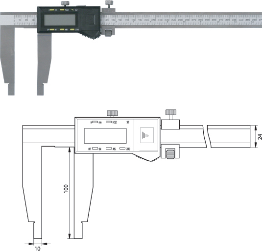 Digitaler  Werkstatt-Messschieber 600 mm, Form E, IP54 