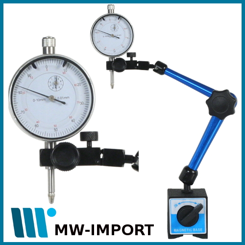 Magnet Messstativ mit mechanischer Zentalklemmung + Messuhr 10 mm / 0,01 mm