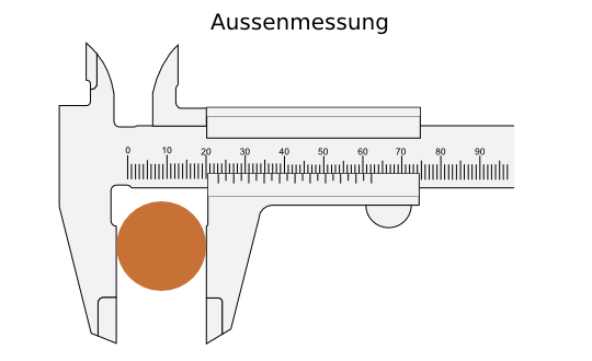 Messung von Aussenmassen, z.b. eines Druchmessers