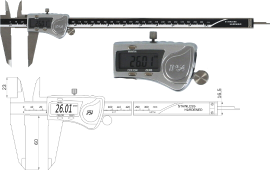   Digitaler Messschieber 300 mm, spritzwassergeschützt nach IP54