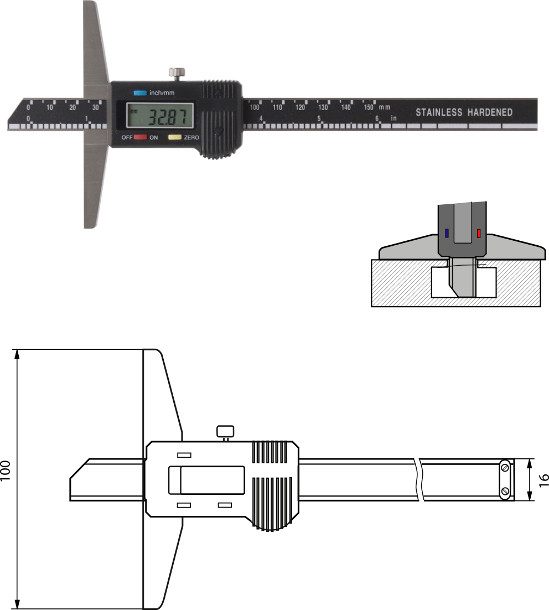 Digitaler Tiefenmesschieber 150 mm