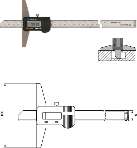 Digitaler Tiefenmesschieber 200 mm