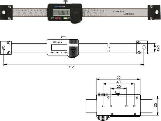 Digitaler Anbaumessschieber (horizontal)   100 mm 