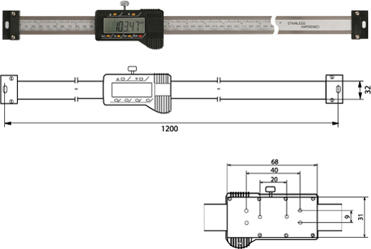 Digitaler Anbaumessschieber (horizontal)  1000 mm 