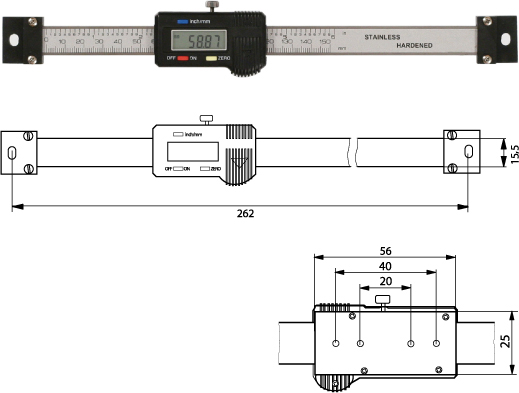 Digitaler Anbaumessschieber (horizontal)   150 mm 