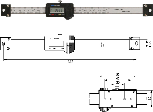 Digitaler Anbaumessschieber (horizontal)   200 mm 