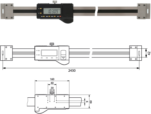 Digitaler Anbaumessschieber (horizontal)  2000 mm 