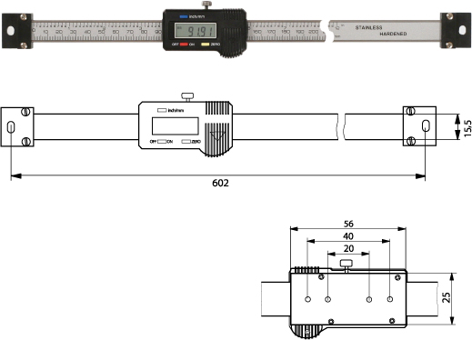 Digitaler Anbaumessschieber (horizontal)   400 mm 