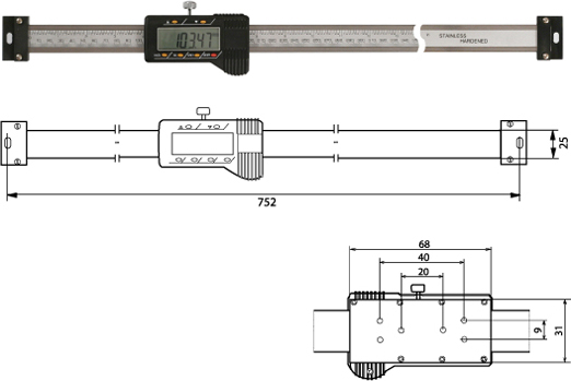 Digitaler Anbaumessschieber (horizontal)   600 mm 