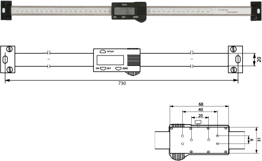 Digitaler Anbaumessschieber (horizontal)  600 mm