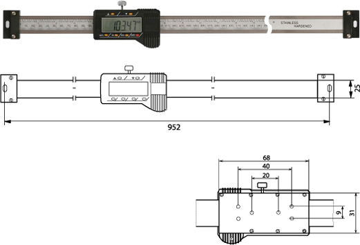 Digitaler Anbaumessschieber (horizontal)   800 mm 