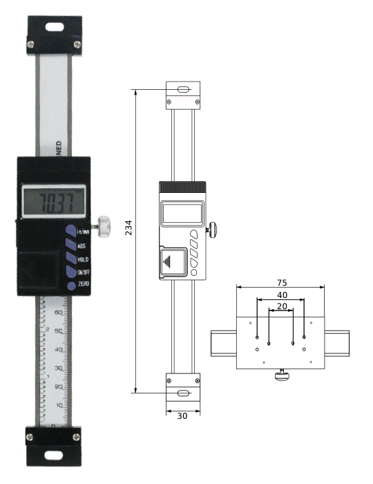 Digitaler Anbaumessschieber (vertikal)   100 mm 