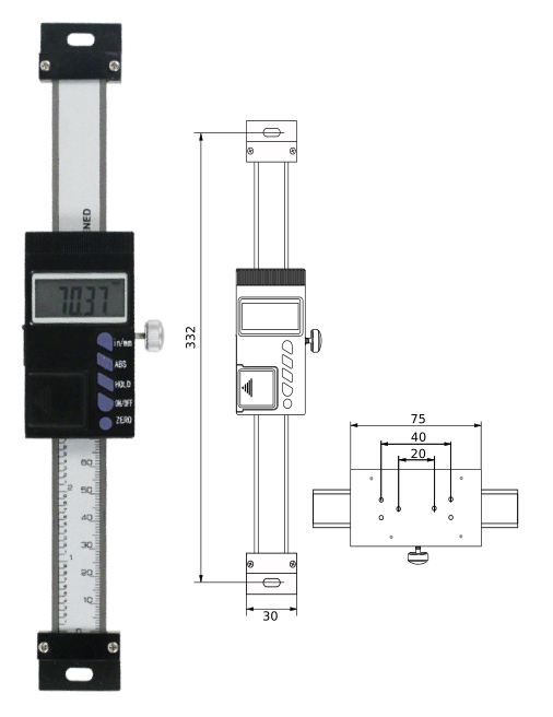 Digitaler Anbaumessschieber (vertikal)   200 mm 