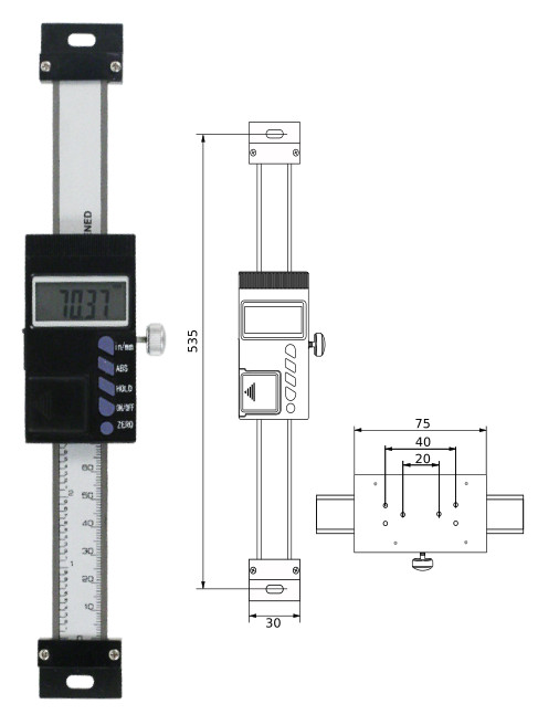 Digitaler Anbaumessschieber (vertikal)   400 mm 