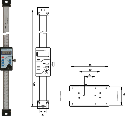 Digitaler Anbaumessschieber (vertikal)   500 mm 