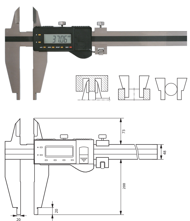 Digitaler Werkstattmessschieber  1500 mm, Form B 