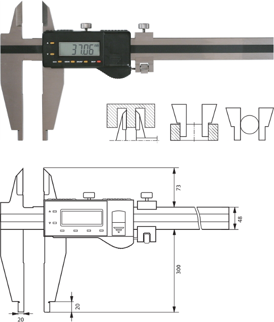 Digitaler Werkstatt-Messschieber  2000 mm, Form B  300 mm Messschenkel 