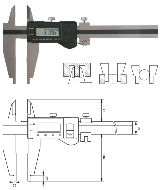 Digitaler Werkstatt-Messschieber  2000 mm, Form B 