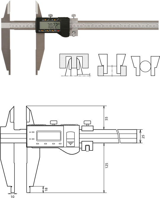 Digitaler Werkstattmessschieber   500 mm, Form B 