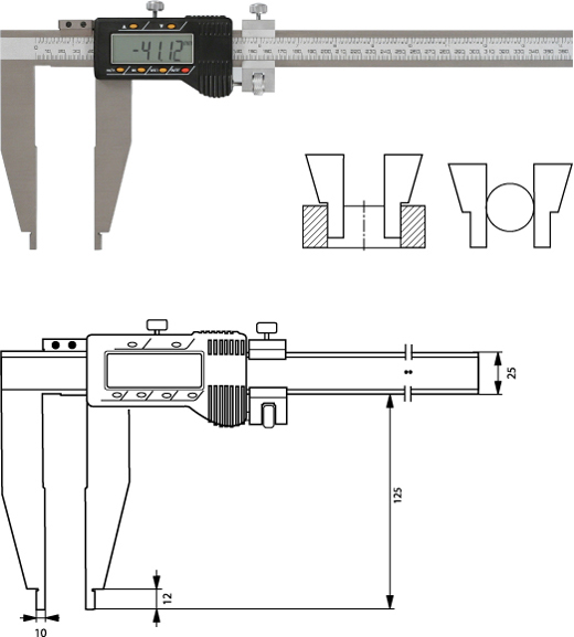 Digitaler Werkstattmessschieber   500 mm, Form E 