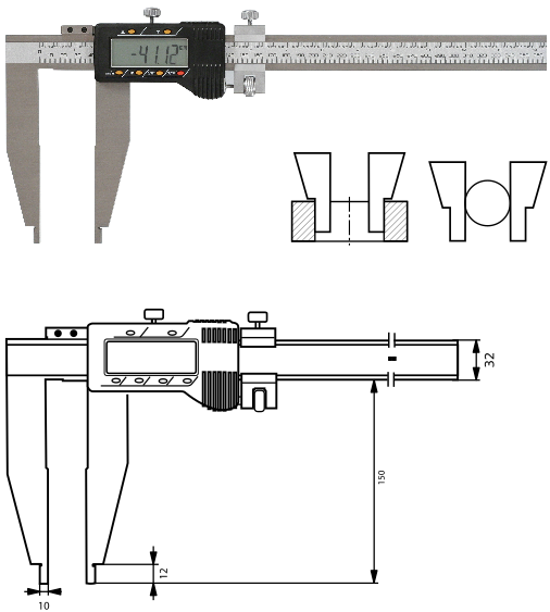 Digitaler Werkstatt-Messschieber  1000 mm, Form E 