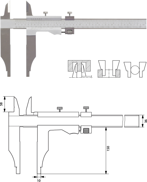 Monoblock Werkstattmessschieber  1000 mm, Form B