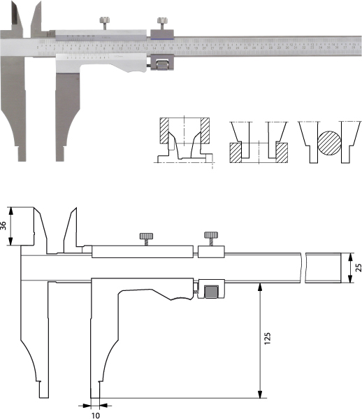 Monoblock Messschieber 500 mm, Form D