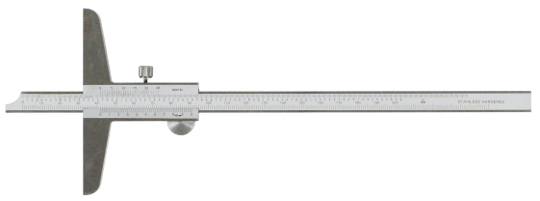 Tiefenmessschieber 200 mm, Bauform nach DIN 862 C, Noniuswert 0,02