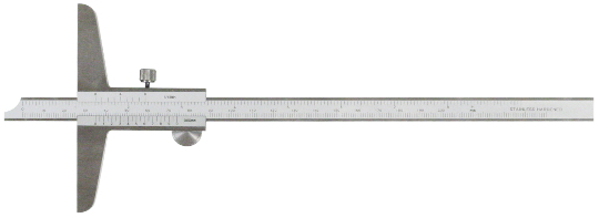 hochwertiger Monoblock-Tiefenmessschieber 200 mm, Bauform nach DIN 862 C, Noniuswert 0,05 mm