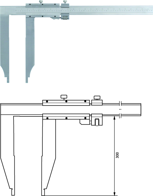 Messschieber Form E 1500 mm, Messschenkellänge 300 mm, Noniuswert 0,05