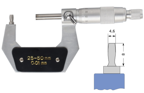    Bügelmessschraube zur Rohrwanddickenmessung mit stiftförmigem Amboss  25-50 mm