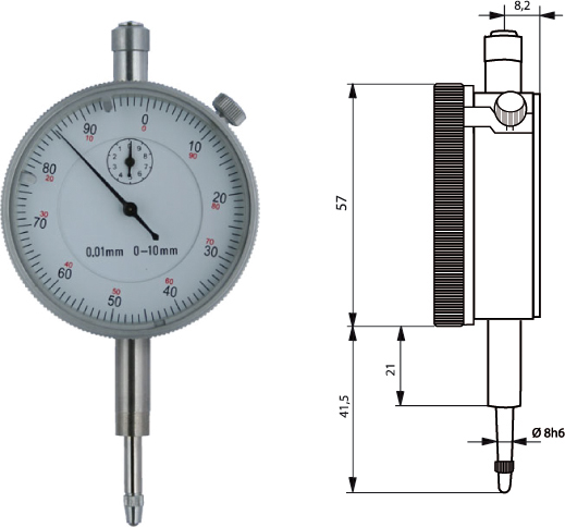 Messuhr 10 mm, Bauform DIN 878 A