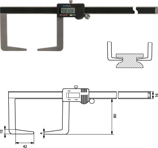 Digitaler Aussennuten-Messschieber 300 mm