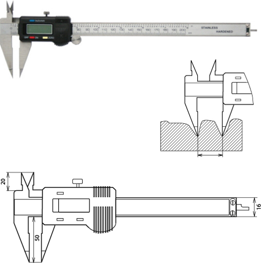 Digitaler Messschieber spitzen Messschenkeln 200 mm