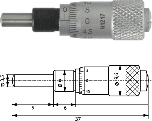  Einbaumessschraube  0-6,5 mm ballig