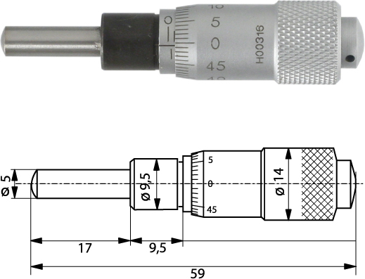 Einbaumessschraube 0-13 mm ballig 