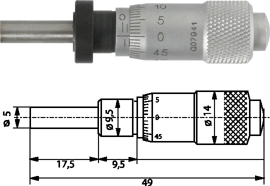 Einbaumessschraube 0-13 mm mit Spannmutter, plan 