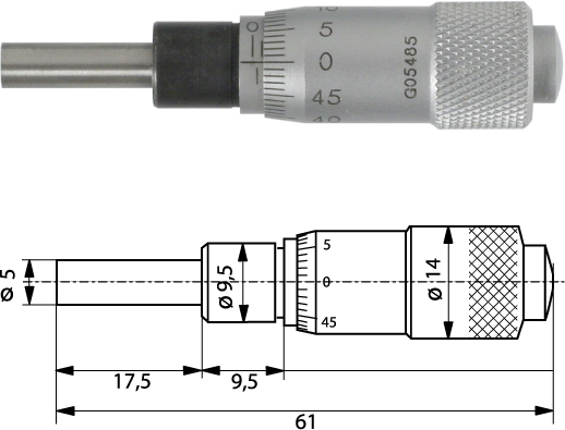 Einbaumessschraube 0-15 mm