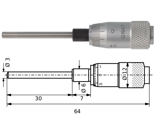  Einbaumessschraube  0-18,5 mm ballig