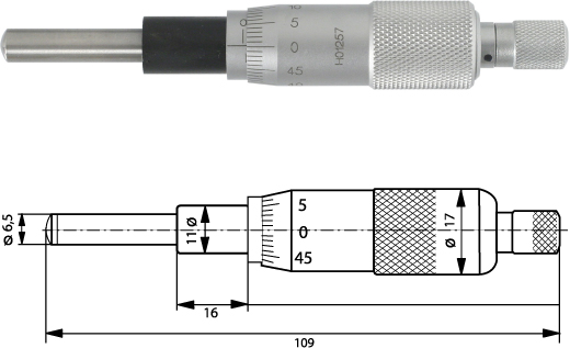 Einbaumessschraube 0-25 mm ballig 