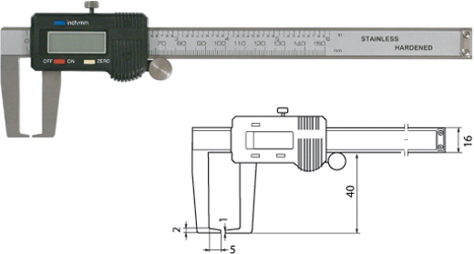 Digitaler Aussennuten-Messschieber 150 mm