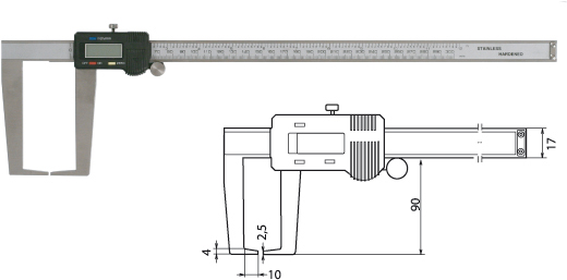 Digitaler Aussennuten-Messschieber 300 mm / 90mm