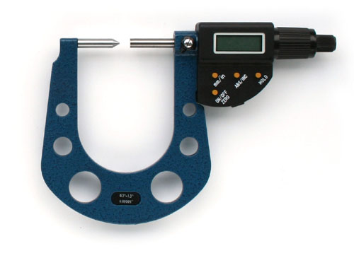 Digitale Bremsscheiben-Bügelmessschraube mit spitzer Messfläche und großer Bügeltiefe  7,6-33 mm 