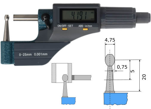 Bügelmessschraube mit auswechselbarem Amboss Form DIN863 / D16