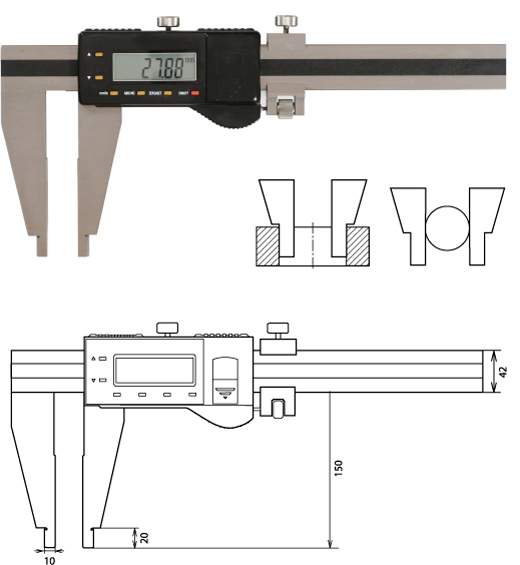 Digitaler Werkstattmessschieber  2000 mm, Form E 