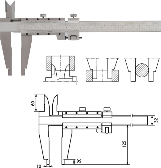 Nonius-Werkstattmessschieber 1000 mm, Form D