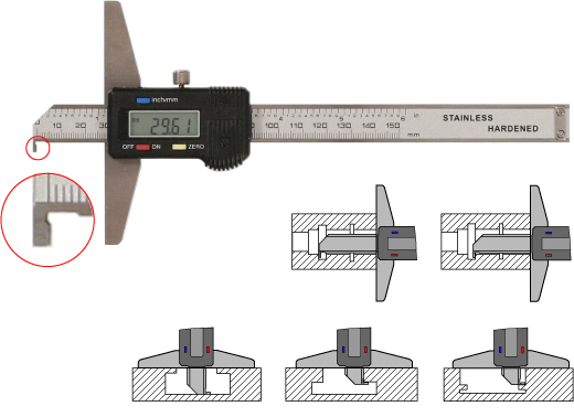 Digitale Tiefenmessschieber mit Haken