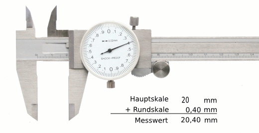 ablesen Messschieber mit Rundskale