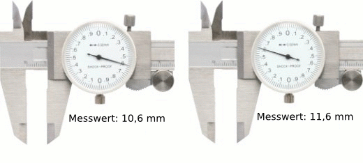 Uhrmessschieber ablesen